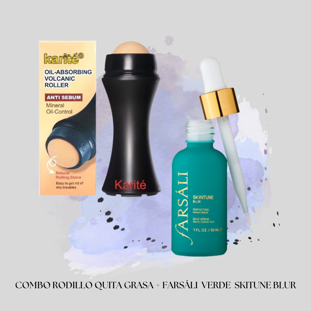 COMBO RODILLO VOLCANICO FACIAL QUITA GRASA + FARSALI VERDE SKINTUNE BLUR