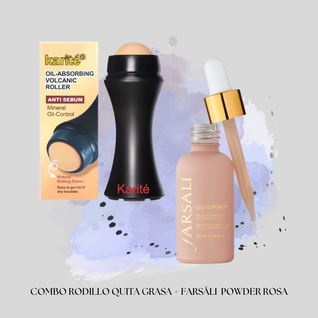 COMBO RODILLO VOLCANICO FACIAL QUITA GRASA + FARSALI POWDER ROSA